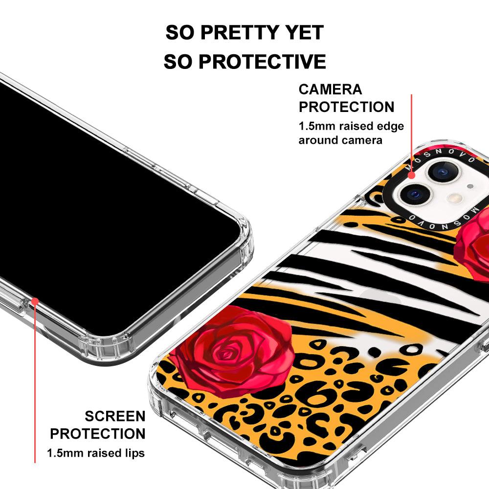 Wild Floral Leopard Phone Case - iPhone 12 Mini Case - MOSNOVO
