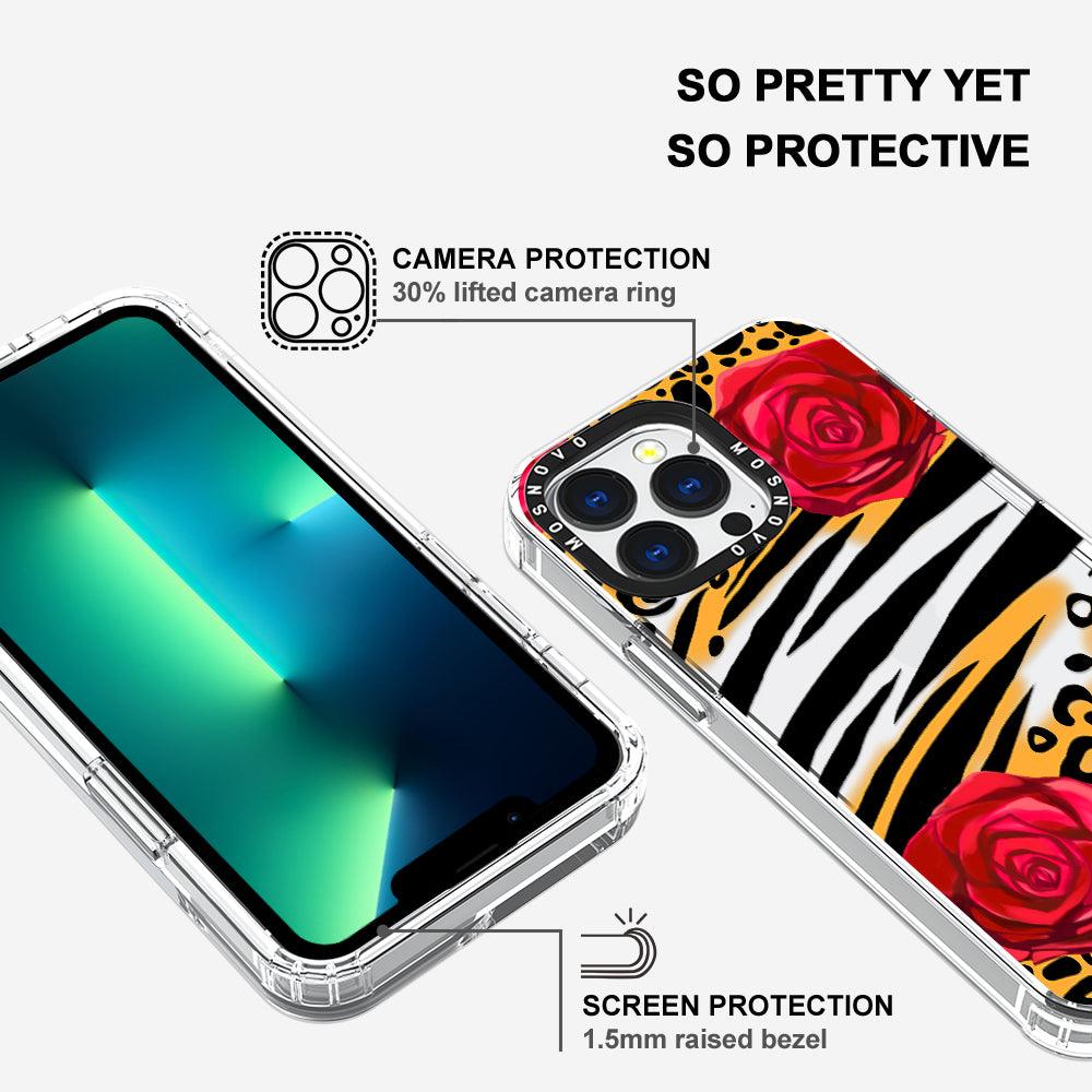 Wild Floral Leopard Phone Case - iPhone 13 Pro Case - MOSNOVO