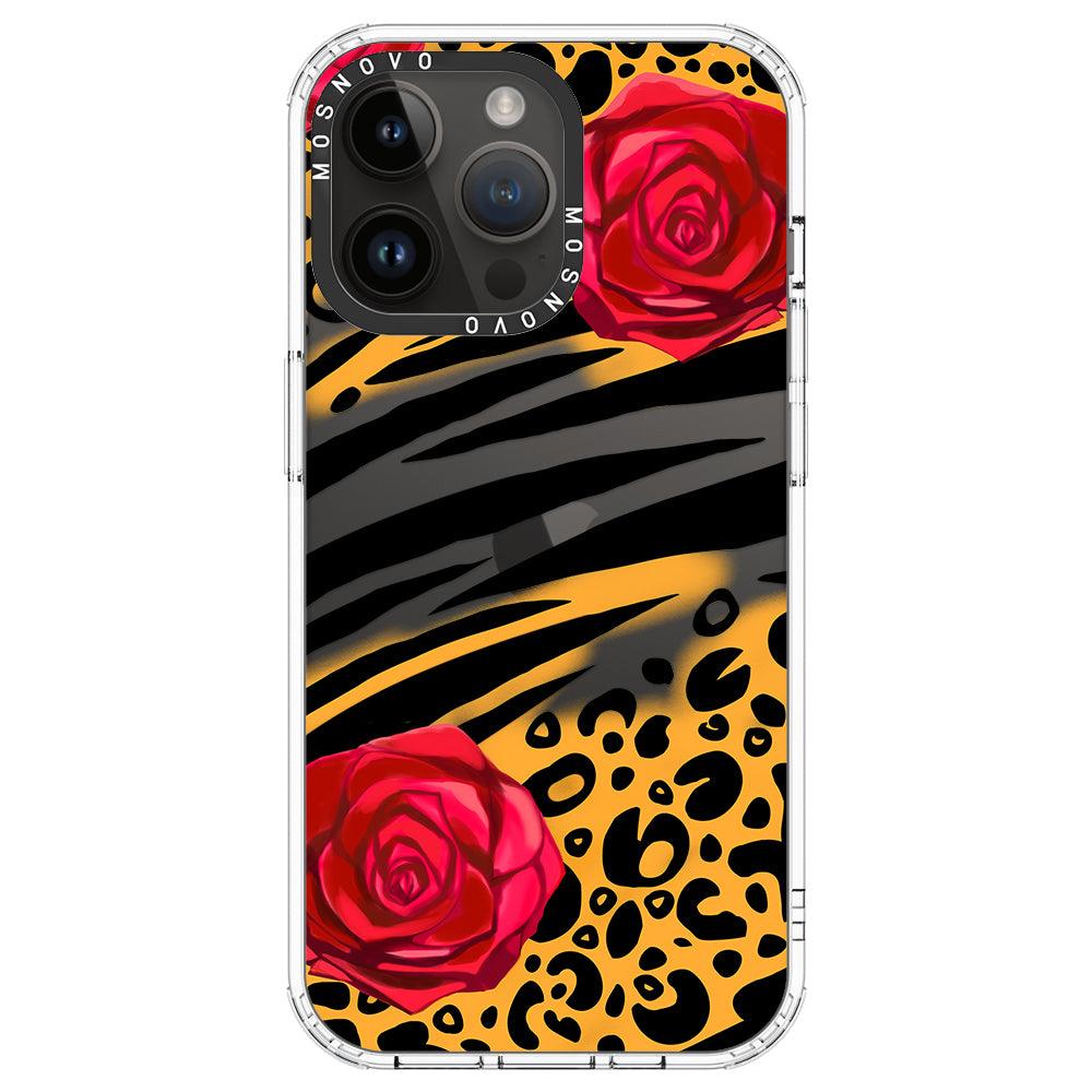 Wild Floral Leopard Phone Case - iPhone 14 Pro Max Case - MOSNOVO