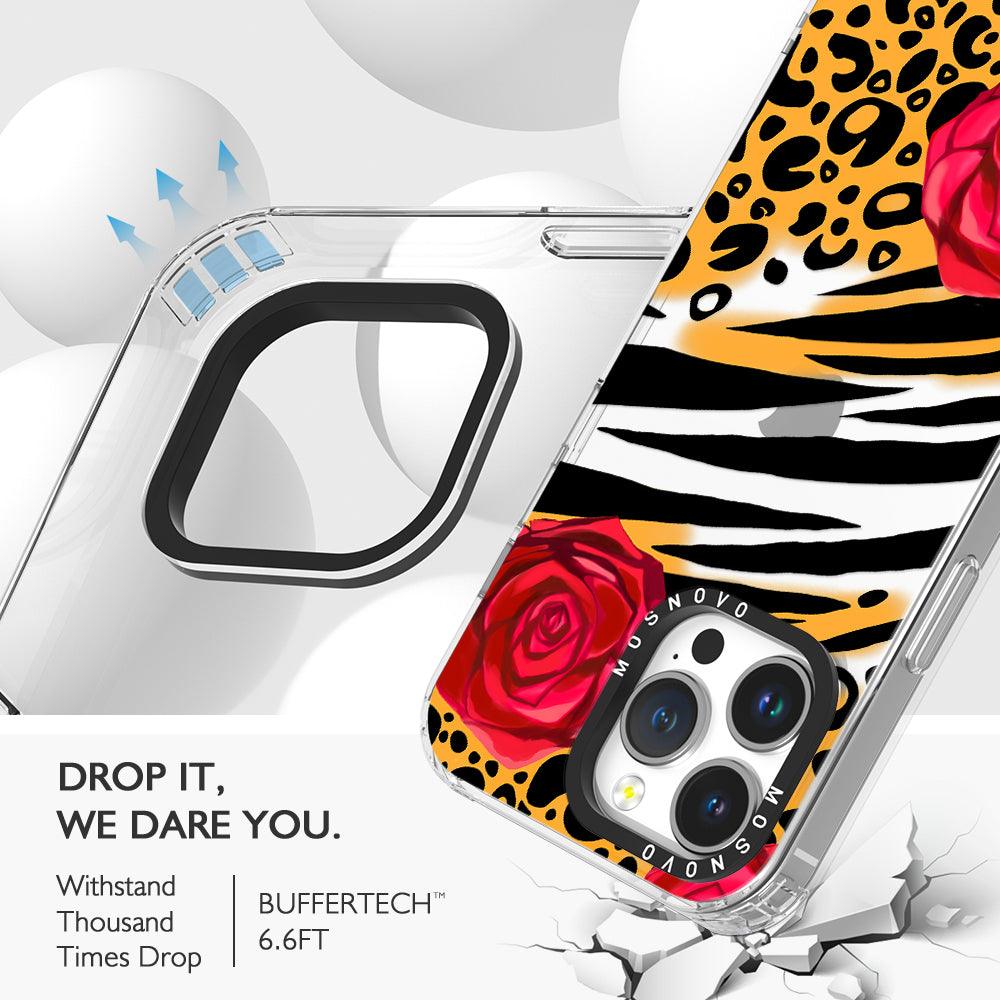 Wild Floral Leopard Phone Case - iPhone 14 Pro Max Case - MOSNOVO