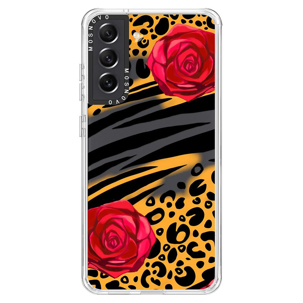 Wild Floral Leopard Phone Case - Samsung Galaxy S21 FE Case - MOSNOVO