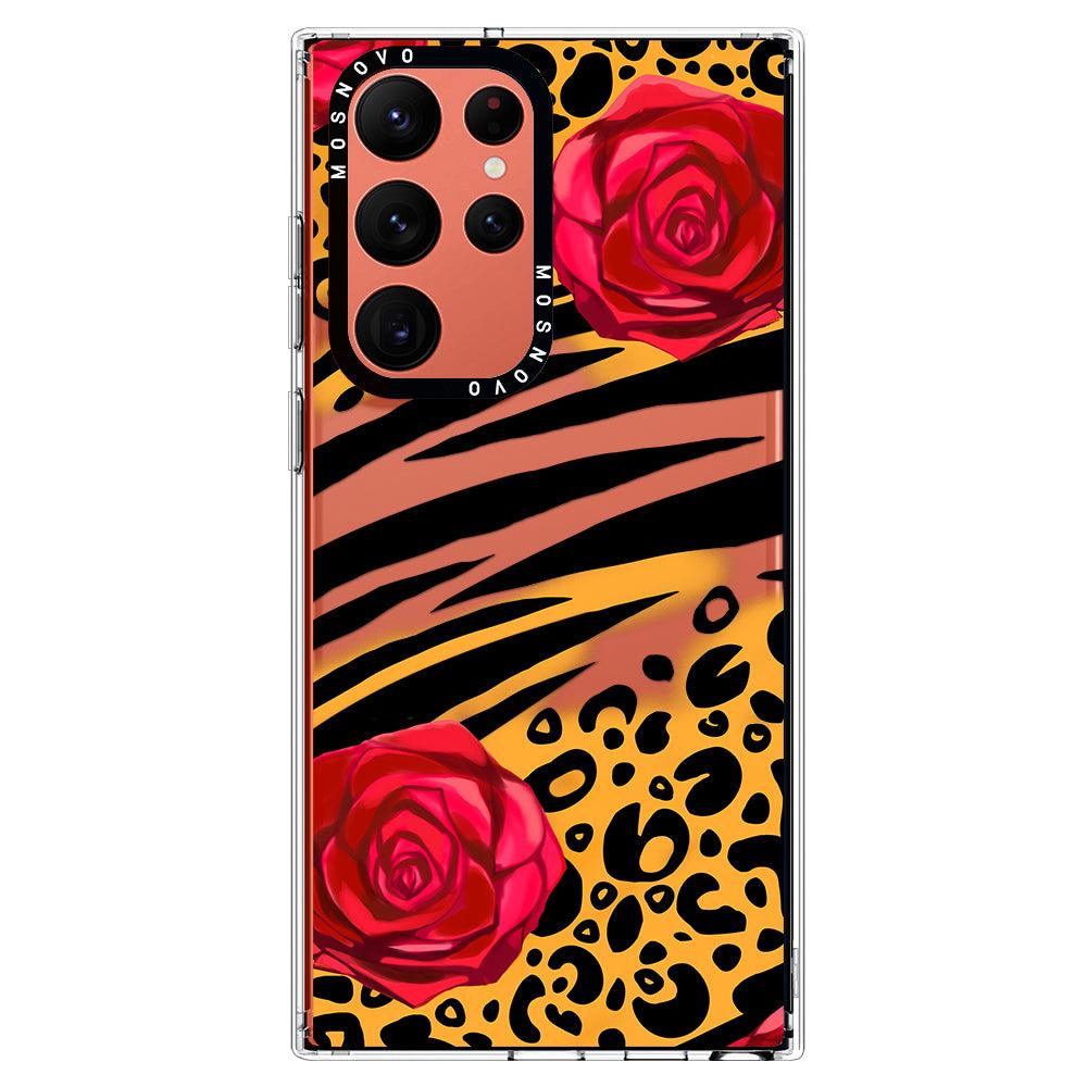 Wild Floral Leopard Phone Case - Samsung Galaxy S22 Ultra Case - MOSNOVO