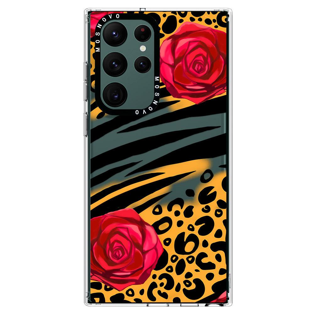 Wild Floral Leopard Phone Case - Samsung Galaxy S22 Ultra Case - MOSNOVO
