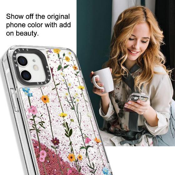 Wild Flowers Floral Glitter Phone Case - iPhone 12 Case - MOSNOVO