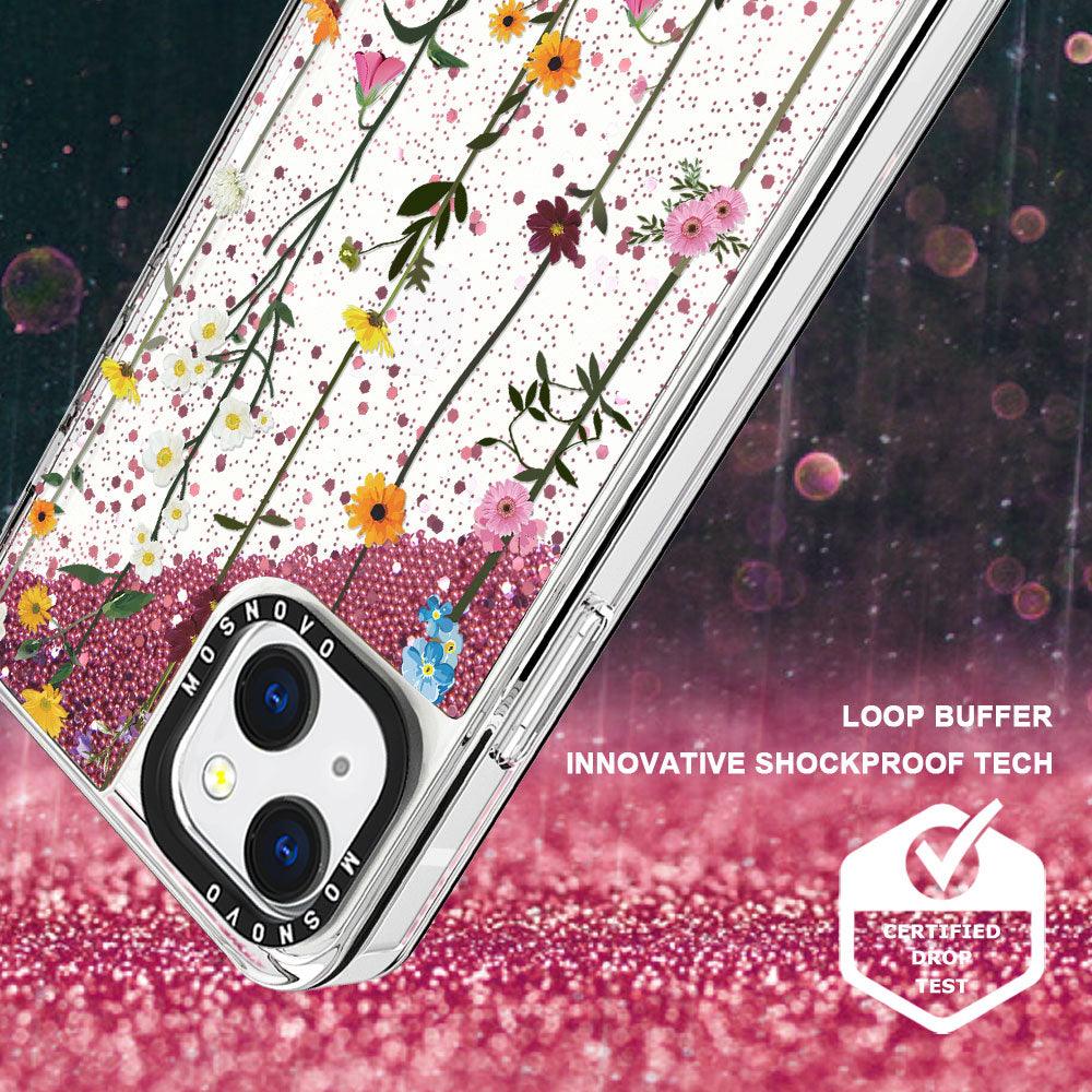 Wild Flowers Floral Glitter Phone Case - iPhone 13 Case - MOSNOVO