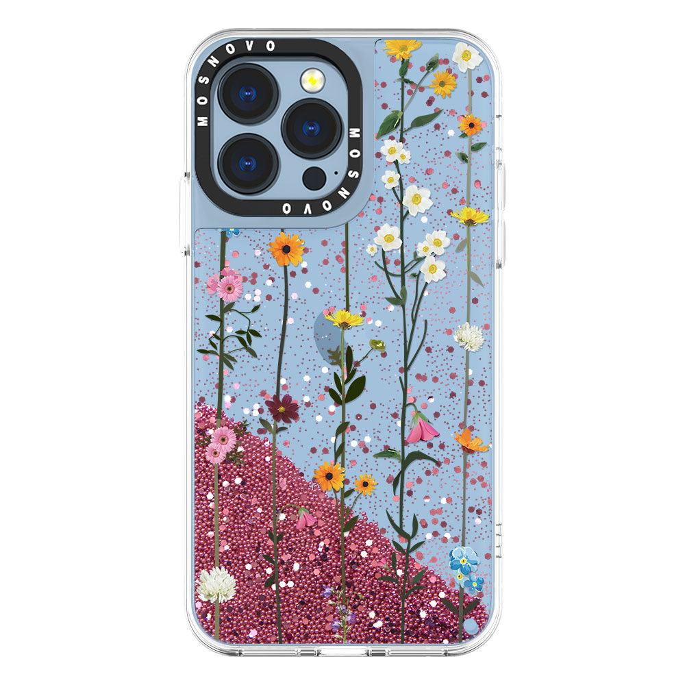 Wild Flowers Floral Glitter Phone Case - iPhone 13 Pro Case - MOSNOVO