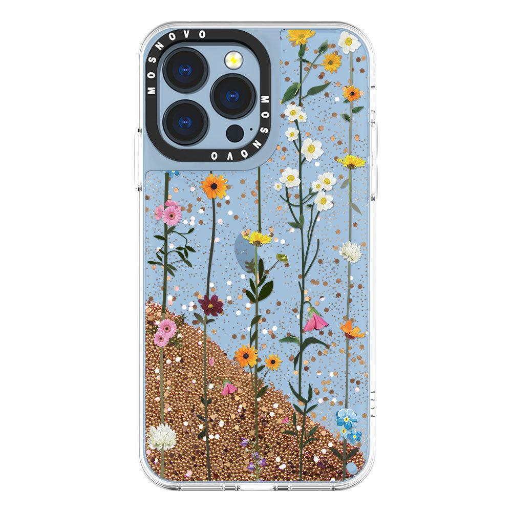 Wild Flowers Floral Glitter Phone Case - iPhone 13 Pro Case - MOSNOVO