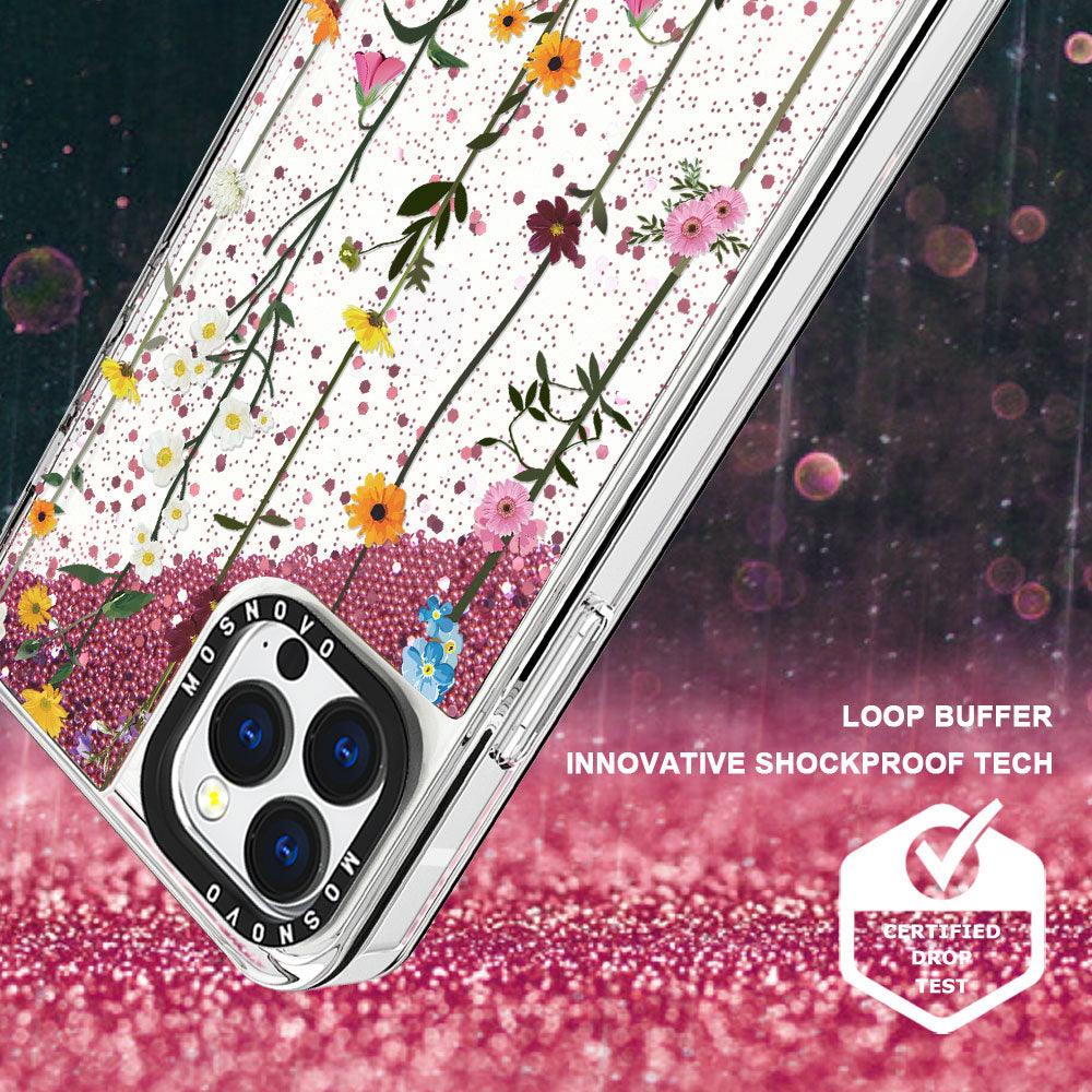 Wild Flowers Floral Glitter Phone Case - iPhone 13 Pro Max Case - MOSNOVO
