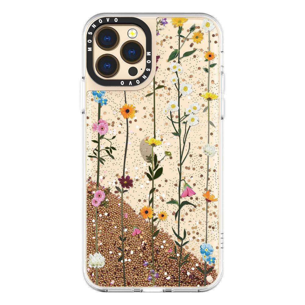 Wild Flowers Floral Glitter Phone Case - iPhone 13 Pro Max Case - MOSNOVO