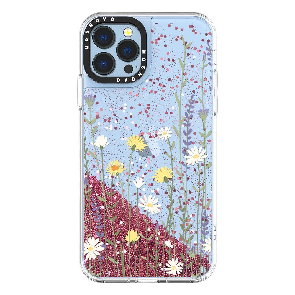 Wild Meadow Floral Glitter Phone Case - iPhone 13 Pro Max Case - MOSNOVO