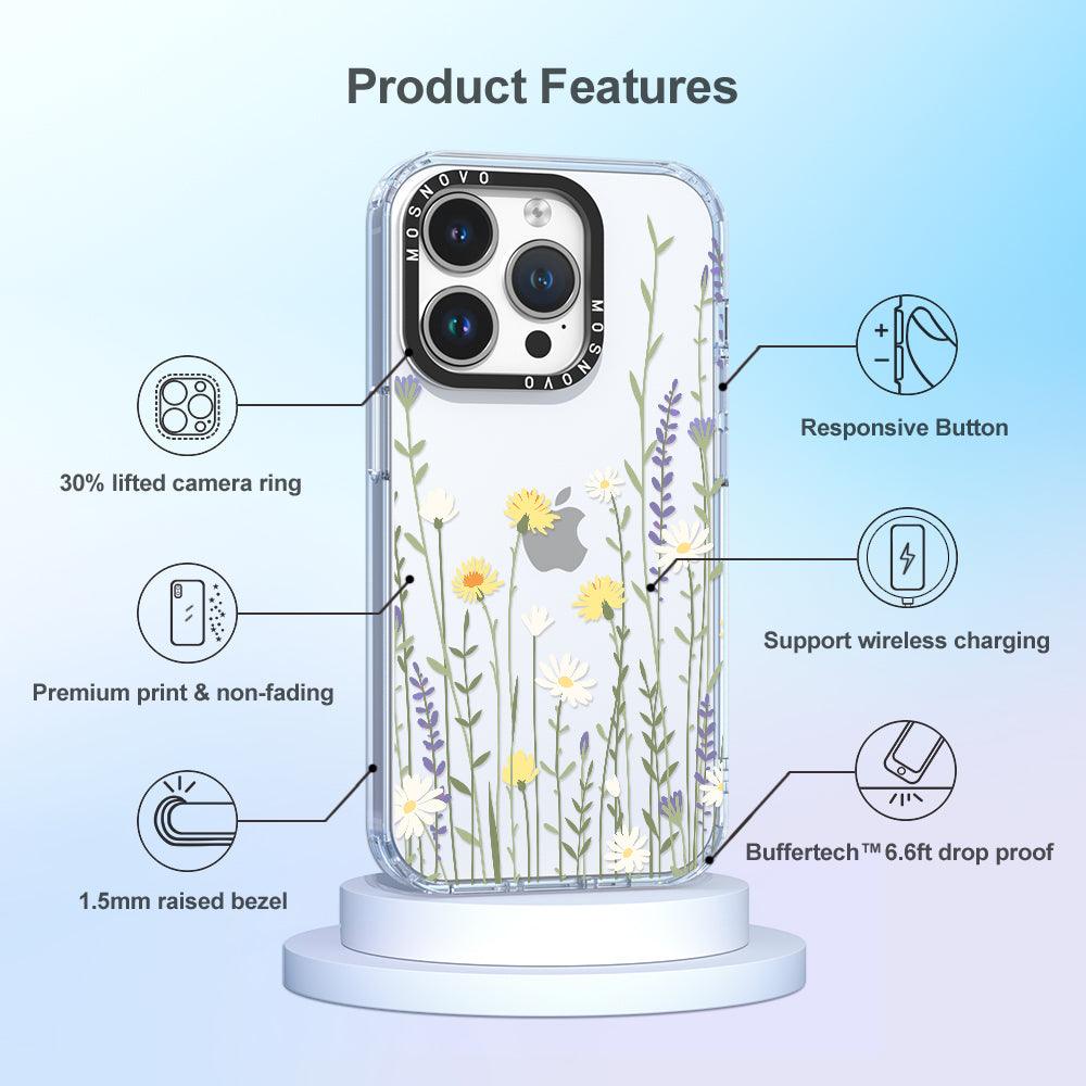 Wild Meadow Floral Phone Case - iPhone 14 Pro Case - MOSNOVO