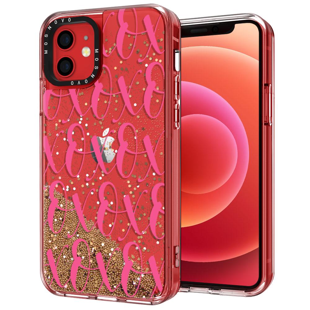 XOXO Glitter Phone Case - iPhone 12 Mini Case - MOSNOVO
