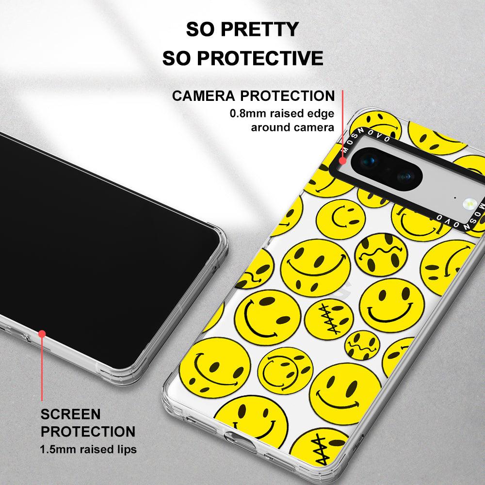 Yellow Sad Smile Face Phone Case - Google Pixel 7 Case - MOSNOVO