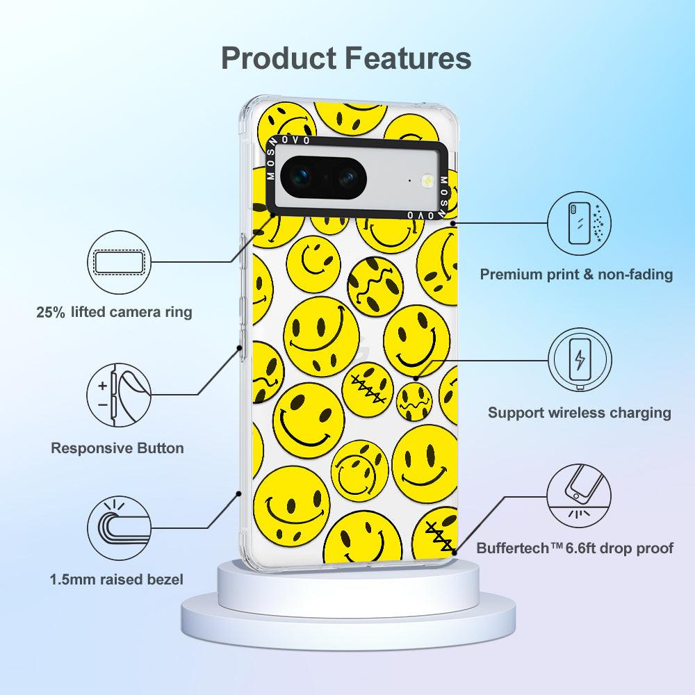 Yellow Sad Smile Face Phone Case - Google Pixel 7 Case - MOSNOVO