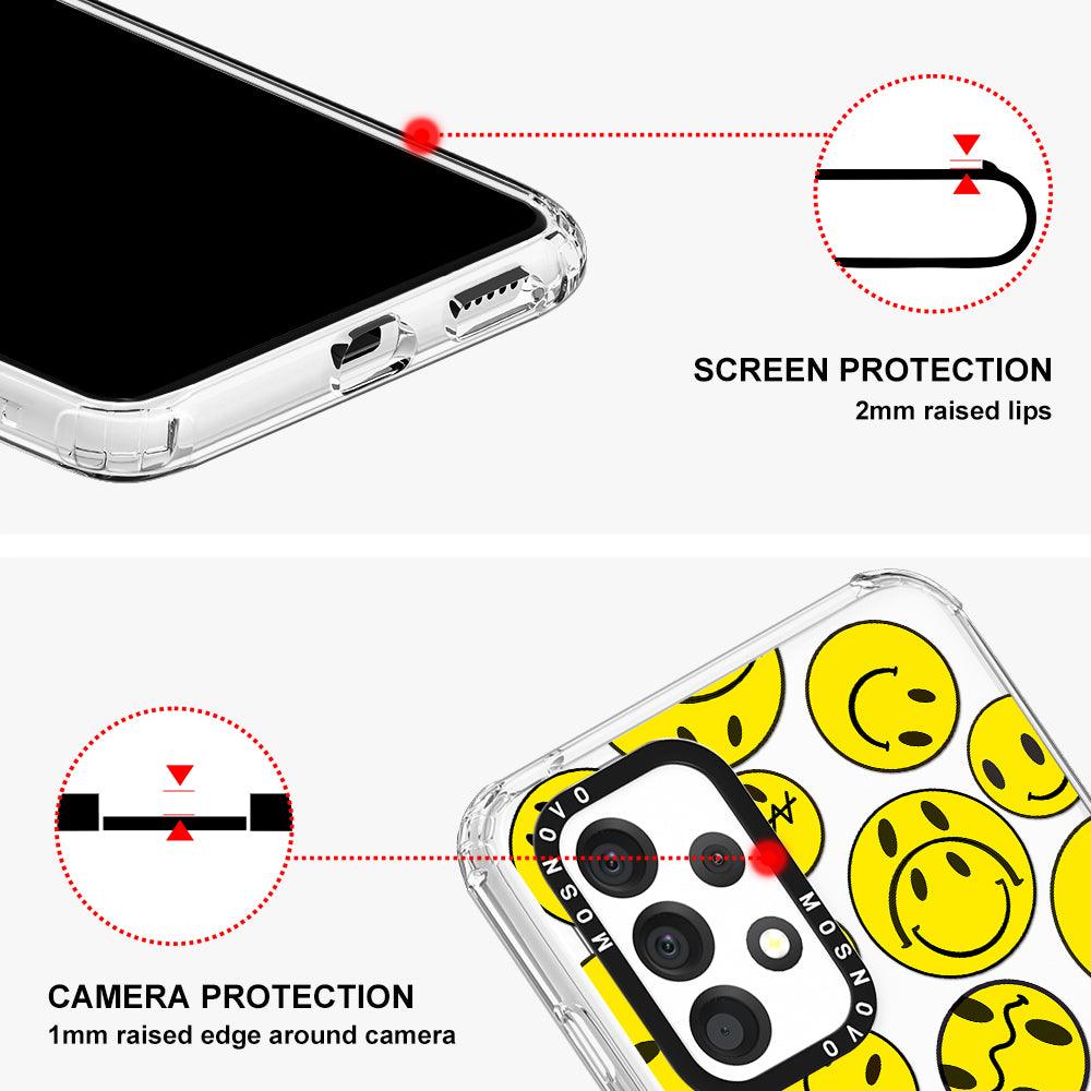 Yellow Sad Smile Face Phone Case - Samsung Galaxy A53 Case - MOSNOVO