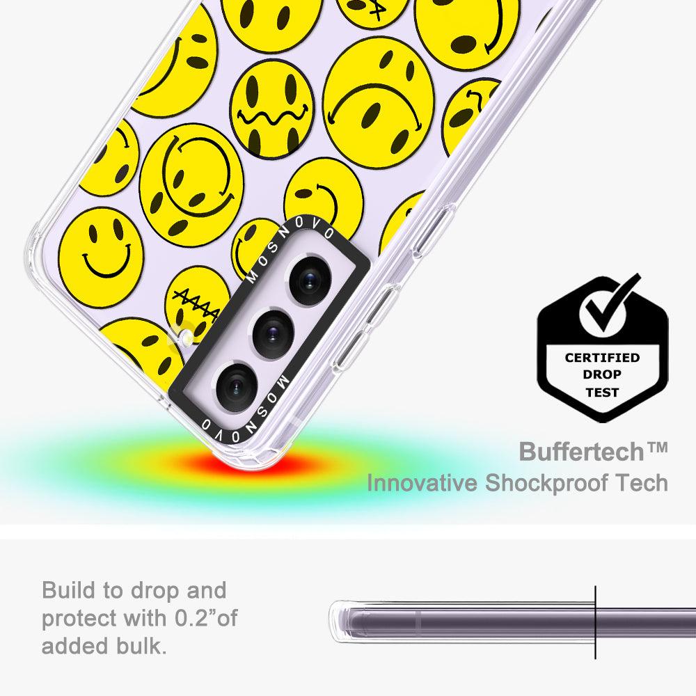 Yellow Sad Smile Face Phone Case - Samsung Galaxy S21 FE Case - MOSNOVO