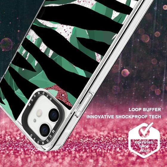 Zebra Stripes Glitter Phone Case - iPhone 12 Mini Case - MOSNOVO