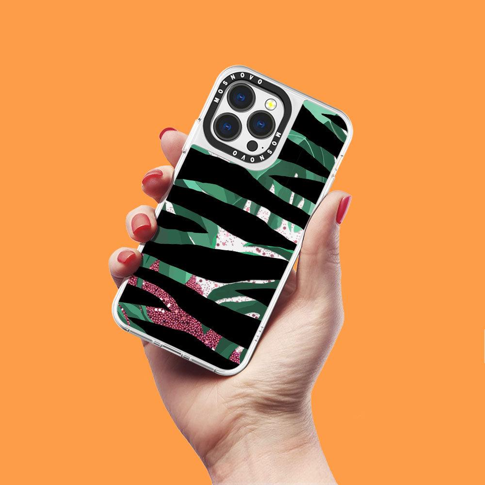 Zebra Stripes Glitter Phone Case - iPhone 13 Pro Case - MOSNOVO