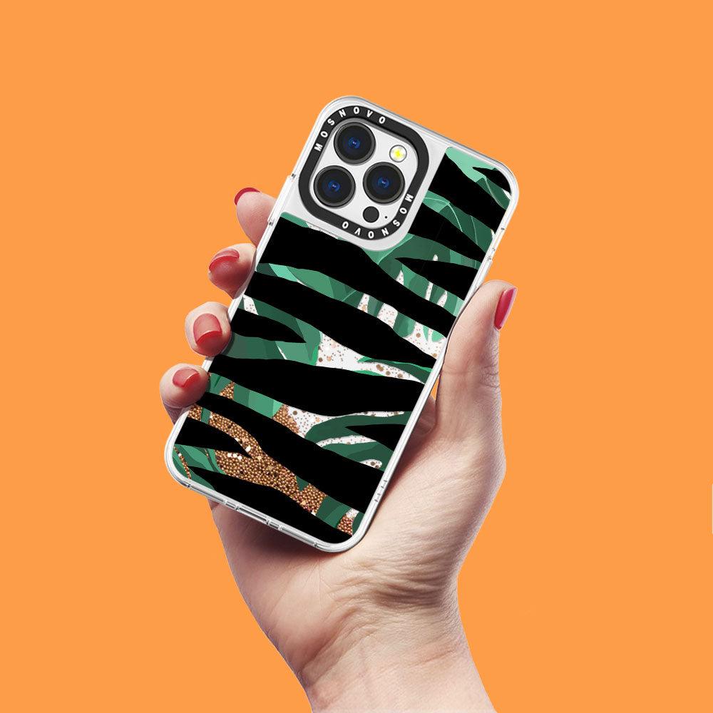 Zebra Stripes Glitter Phone Case - iPhone 13 Pro Case - MOSNOVO