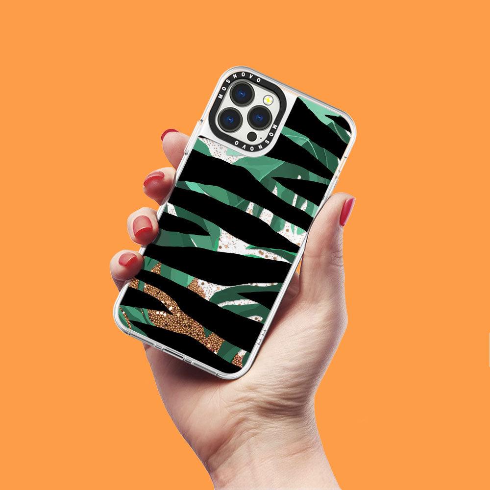 Zebra Stripes Glitter Phone Case - iPhone 13 Pro Max Case - MOSNOVO